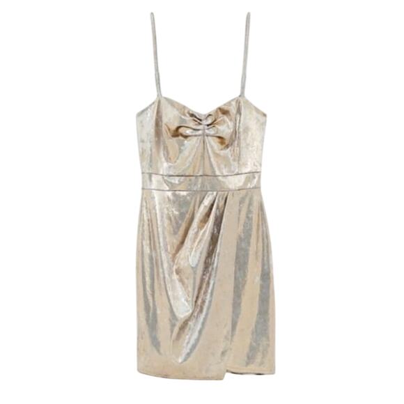 ZARA Metallic Lamè Stretch Strappy Bodycon Dress - Picture 1 of 7